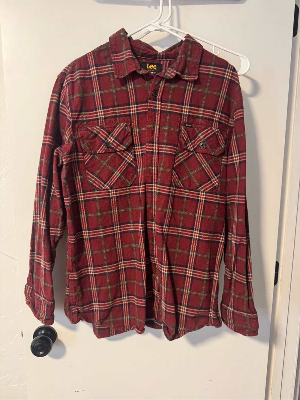Lee Red Plaid Button-Down Flannel Shirt